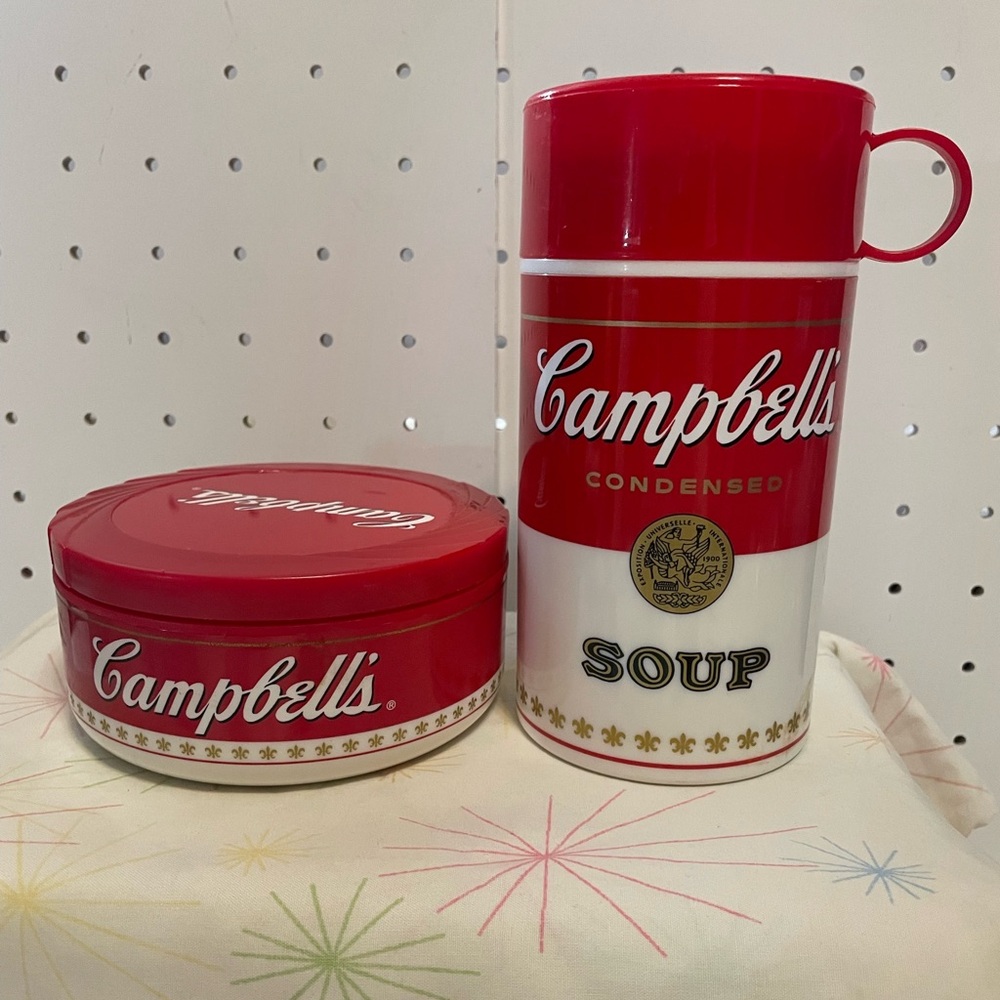 Campbells Soup Canisters Insulated Thermos 11.5oz & Carry Bowl Vintage
